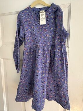 GAP Girls' Waffle Knit Lavender Floral Long-Sleeve Dress Small